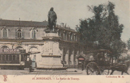 QU 23-(33) BORDEAUX - LA STATUE DE TOURNY  - CARTE COLORISEE AVEC BRILLANTS - ANIMATION  - 2 SCANS - Bordeaux