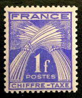 1943 FRANCE N 70 CHIFFRE TAXE 1f TYPE GERBES DE BLÉ - NEUF** - 1859-1959 Nuevos