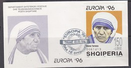 Europa Cept 1996 Albania Mother Theresa M/s  FDC (59720) - 1996