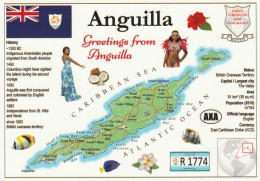 1 Map Of Anguilla * 1 Ansichtskarte Mit Der Landkarte Von Anguilla, Informationen Und Der Flagge Von Anguilla * - Cartes Géographiques