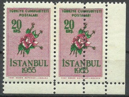 Turkey; 1955 Istanbul Spring And Flower Festivity 20 K. ERROR "Double Perf." - Neufs
