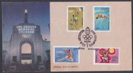 Inde India 1984 FDC Olympics, Olympic Games, Los Angeles, Basketball, High Jump, Weight Lifting, Sports, First Day Cover - Autres & Non Classés