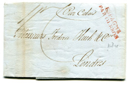 LETTRE AVEC TEXTE DE MADRID POUR LONDRES ENTREE PAR OLERON EN ROUGE TAXE 1 SH ET 2 PENCE 2 NOVEMBRE 1836 RARE ET SUP - Entry Postmarks