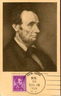 X0278 U.s.a.  Maximum  19.11.1954, The President Abraham Lincoln, First Day Postmark Of New York - Andere & Zonder Classificatie