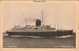 RE 11 - PAQUEBOT " CHAMPLAIN " ( LE HAVRE , PLYMOUTH , NEW YORK ) - 2 SCANS - Piroscafi