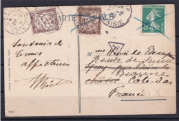 Origine Tunis ; Timbre France (réexpédition) 1908. - 1859-1959 Storia Postale