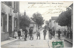 Cpa...Marigny-le-Chatel...(aube)...route De Troyes...1908...animée...(Cordonnier,réparation Sabots,galoches)... - Autres & Non Classés