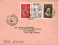 MADAGASCAR AFFRANCHISSEMENT COMPOSE SUR LETTRE POUR LA FRANCE 1966 - Madagascar (1960-...)