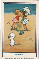 RE 15 - LAISSONS LES FAIRE , ...- ENFANTS S' EMBRASSANT SUR UN TAS DE SABLE - CHIOT - ILLUSTRATEUR ATTWELL - 2 SCANS - Humorvolle Karten