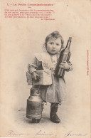 RE 15- LA PETITE COMMISSIONNAIRE - FILLETTE AVEC BOUTEILLE , BROC DE LAIT , PAQUET - BERGERET - 2 SCANS - Portraits