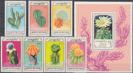 MONGOLIA 1989, FLOWERS, CACTUSES, COMPLETE MNH SERIES With BLOCK In GOOD QUALITY, *** - Mongolei