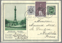 Belgique, Entier Postal "colonne Du Congrès" 35 Centimes + Complément De 65 Centimes (étranger) TAD 1930 (GF3919) - Postcards 1909-1934