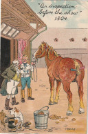 RE 19- " AN INSPECTION BEFORE THE SHOW " 1804 - PREPARATION DU CHEVAL  - ILLUSTRATEUR ANDERS - 2 SCANS - Cavalli