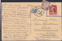 Origine Suisse Timbre France (simple Taxe) 1908. - 1859-1959 Storia Postale