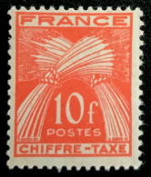 1945 FRANCE N 76 CHIFFRE TAXE 10F TYPE GERBE DE BLÉ - NEUF* - 1859-1959 Nuovi