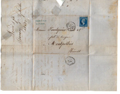 TB 4798 - 1863 - LAC - Lettre De M. NICOD & Fils à ANNONAY Pour M. FAULQUIER, Fabricant De Bougies à MONTPELLIER - 1849-1876: Klassik