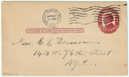 Belle-Époque One Cent Postal Card Grand Central Station New York Jan. 20 1912 - 1901-20