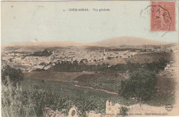 RE 23- (ALGERIE) SOUK AHRAS - VUE GENERALE - CARTE COLORISEE - 2 SCANS - Souk Ahras