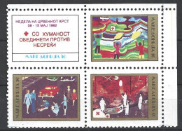 Macedonia 1992 Red Cross Kids Drawings Complete Block Of Four MNH - Noord-Macedonië