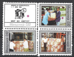 Macedonia 1993 Red Cross Solidarity Complete Block Of Four MNH (2) - Noord-Macedonië