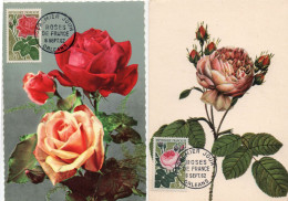 Cartes Maxi 1962 Premier Jour: ROSES DE FRANCE (lot De 2 Cartes) - 1960-1969