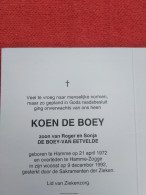 Doodsprentje Koen De Boey / Hamme 21/4/1972 Hamme Zogge 9/12/1992 ( Z.v. Roger De Boey En Sonja Van Eetvelde ) - Religión & Esoterismo