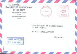 POLYNESIE EMA SUR LETTRE POUR LA FRANCE 1983 - Lettres & Documents