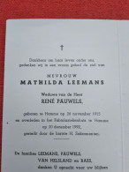 Doodsprentje Mathilda Leemans / Hamme 26/11/1915 - 20/12/1992 ( René Pauwels ) - Religión & Esoterismo