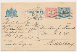 Briefkaart G. 94 A I / Bijfrankering Den Haag - Middelburg 1918 - Ganzsachen