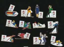 77701-lot De 12 Pin's.Jeux Olympiques Albertville.ski.sport D Hiver. - Jeux Olympiques