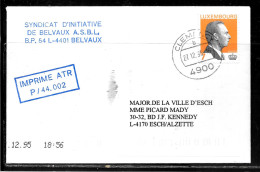 H392 - LETTRE DE CLEMENCY DU 22/12/95 - IMPRIME - SYNDICAT D'INITIATIVE DE BELVAUX - Brieven En Documenten
