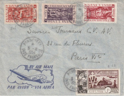 Lettre "Par Avion" De PONDICHERY - Superbe Afft Avec N° 244 + 245x2 + A.22. Pour Paris. - Covers & Documents