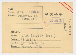 POW Card Internee Camp Bandoeng - POW Camp Djawa WM Neth. Indies - Niederländisch-Indien