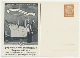 Postal Stationery Germany 1938 Philatelic Exhibition Hamburg - Ship - Youth Hostel - Otros & Sin Clasificación