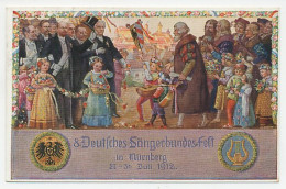 Postal Stationery Bayern 1912 Sangerbundesfest Nurnberg - Singing - Harp - Lute - Musica