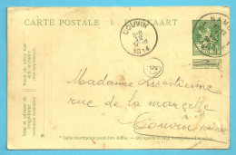 Entier Stempel NAMUR Op 11/08/1914 Naar COUVIN 12/09/1914 (Offensief W.O.I) - Niet-bezet Gebied