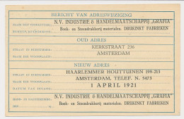 Verhuiskaart G. 2 Particulier Bedrukt Amsterdam 1921 - Postal Stationery