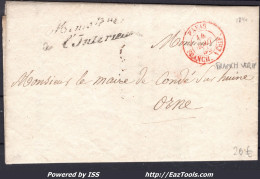 FRANCE MARQUE POSTALE AVEC CAD ROUGE PARIS FRANCHISE VÉRIFIÉE DU 14/08/1840 - 1801-1848: Vorläufer XIX