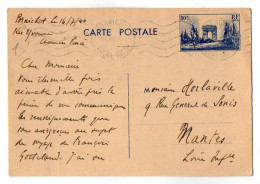 TB 4799 - 1940 - Entier Postal Type Arc De Triomphe - M. ? Au PORNICHET Pour M. HORLAVILLE à NANTES - Standard Postcards & Stamped On Demand (before 1995)