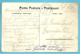 Kaart (Wommelghem) Stempel LANGEMARCK Op 27/08/1914 , (verzonden Soldat Au 3chasseurs ...Anvers)(Offensief W.O.I) - Zona Non Occupata
