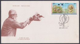 Inde India 1996 FDC Dr. Salim Ali, Centenary, Bird, Birds, Crane, Se-tenant, WIldlife, Wild Life, First Day Cover - Briefe U. Dokumente