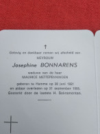 Doodsprentje Josephine Bonnarens / Hamme 28/6/1921 - 21/9/1995 ( Maurice Mettepenningen ) - Religion & Esotericism