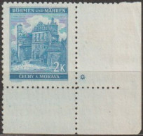 084/ Pof. 59, Green Blue; Corner Stamp, Plate Mark * - Nuevos