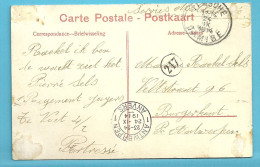 Kaart Stempel TEMSCHE / TAMISE Op 24/09/1914 , (verzonden Soldat .....) Naar ANVERS (Offensief W.O.I) - Zone Non Occupée