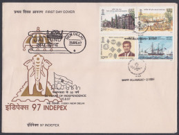 Inde India 1997 FDC Indipex Exhibition, Postal Service, Seamail, Rivermail, Ships, Boat, Jal Cooper, First Day Cover - Storia Postale