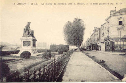 CPA - CHINON -STATUE DE RABELAIS ET QUAI JEANNE D'ARC - Chinon