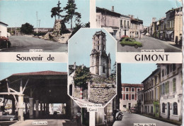 SO Nw-(32) SOUVENIR DE GIMONT - CARTE MULTIVUES :  CALVAIRE ,  COUVERTS ,  ROUTE DE TOULOUSE , PLACE DES HALLES - Autres & Non Classés