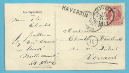 74 Op Kaart Stempel JEMELLE Met Naamstempel (Griffe D'origine) HAVERSIN - 1905 Thick Beard