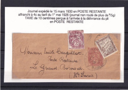 Poste Restante Sur Journal (1930). - 1859-1959 Covers & Documents