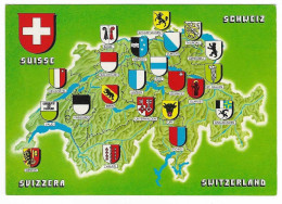 Suisse - Carte Géographique - Blasons - N°755-127 # 3-24/15 - Other & Unclassified